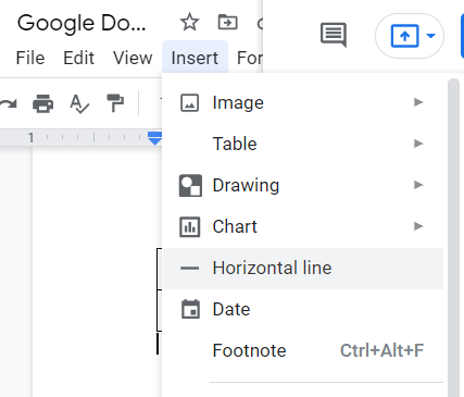 How to insert a line on Google Docs