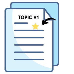 Paper topic notes with star remark