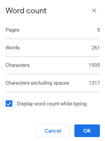 how to see wordcount on google docs 2