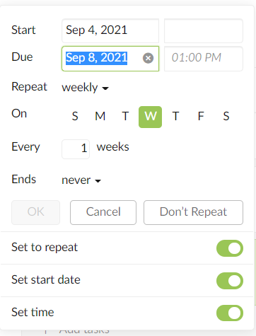 Quire project management tool set time schedule task reminder due date