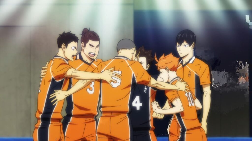 Haikyuu team sports players game characters hug