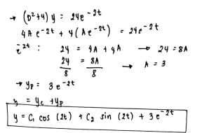 Solve Differential Equation: y"+4y=24e^-2t