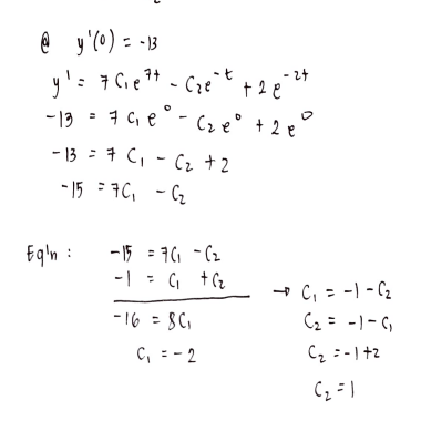 Solve Differential Equation:  y"-6y'-7y=-9e^-2t
