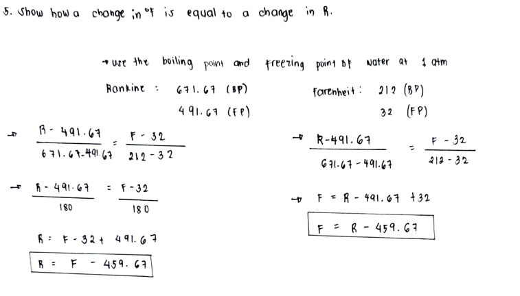 Show how a change in Fahrenheit is equal to a change in Rankine.