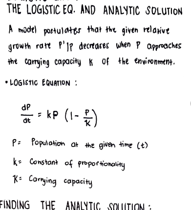 Logistic Growth Equation and Analytic Solution