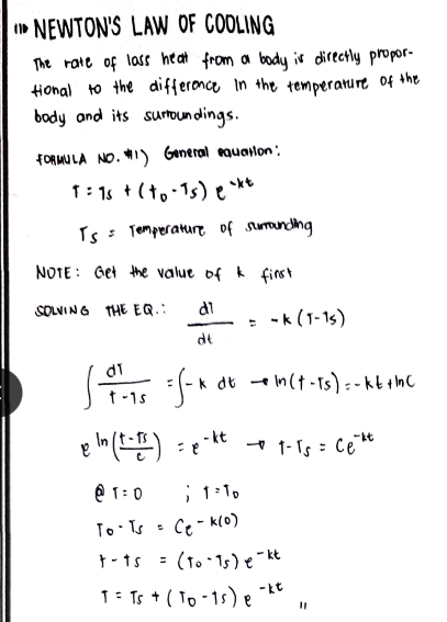 Newtons law of cooling with differential equation