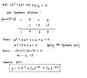 Differential equation Solve: (D3+6D2+11D+6)y=0