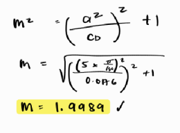 Using the linearized theory, Calculate for the mach number for a double wedge section with zero-degree angle of attack if its wedge angle is five degrees and its drag coefficient is 0.0176.

Answer: 1.9989